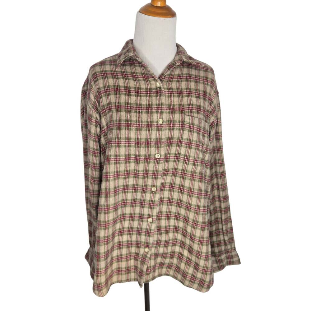 Woolrich Womens Flannel Outdoor Button Up Shirt Plaid Granola Cabin Medium